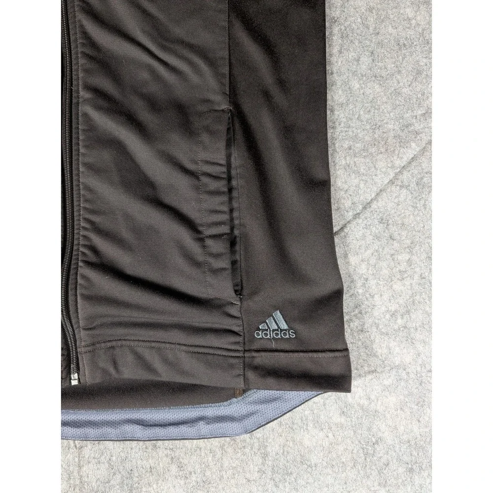 Adidas Mens Full Zip Track Jacket Black Tonal‎ 3-Stripe Activewear Medium